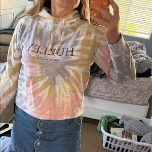Hurley Tie-Dye Pullover Hoodie in Pink, Lavender & Cream